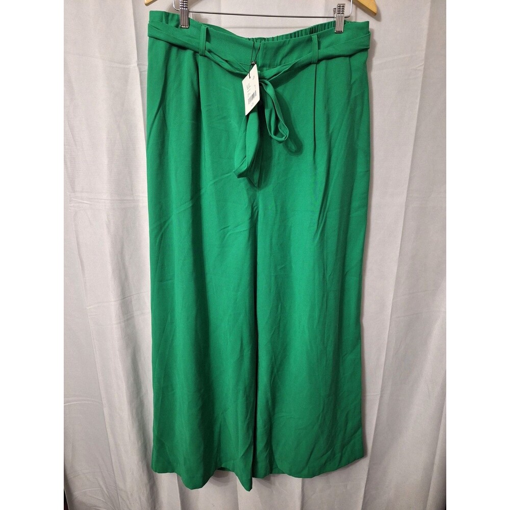 Green Wide-Leg Tie-Waist Pants